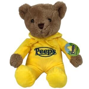Peeps Bear Plush in Yellow Hooded Pajama Jumpsuit Easter 9'' Stuffed Animal Tag